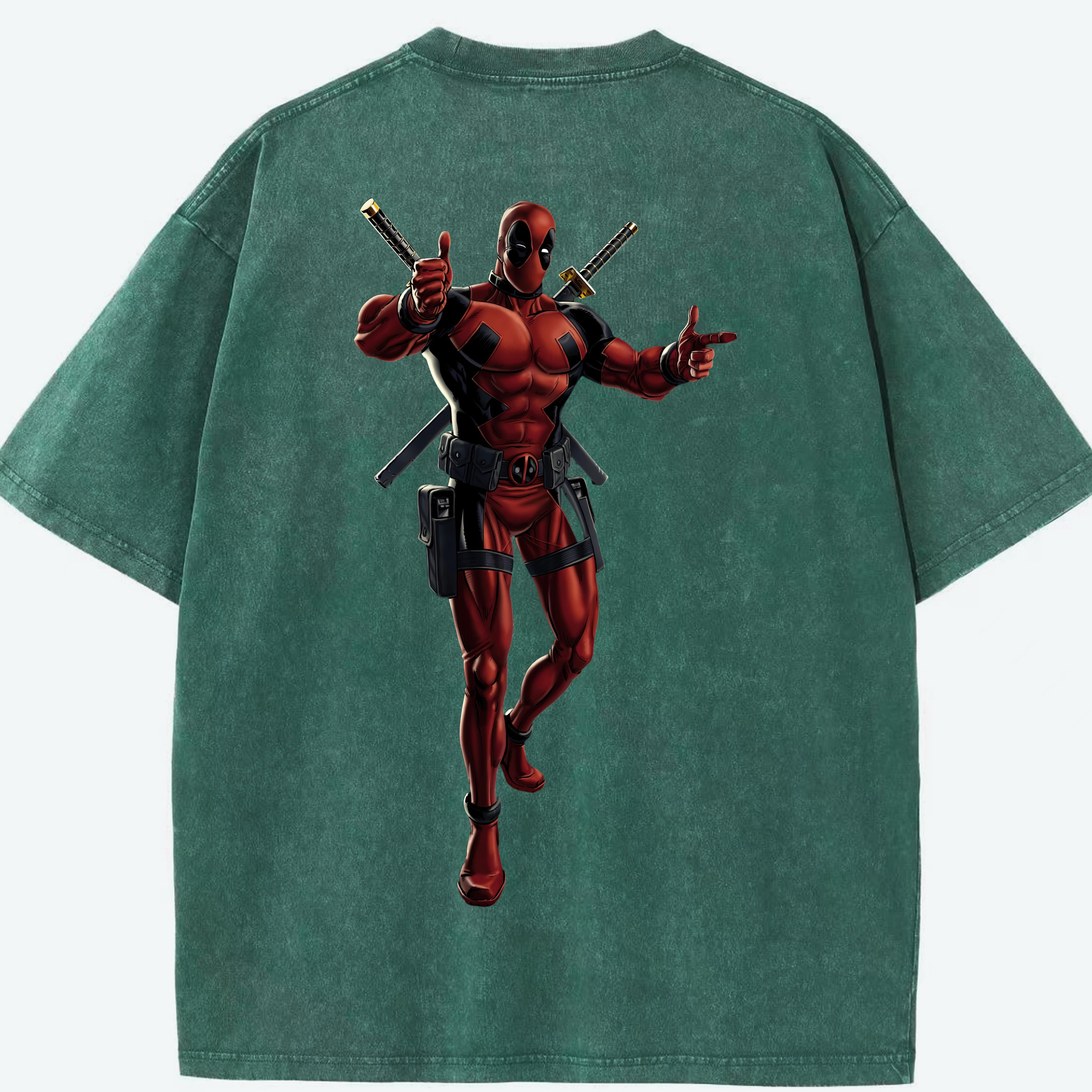 （画像用） Deadpool デッドプール 綿100% ヴィンテージ風 半袖Tシャツ（背面プリント）